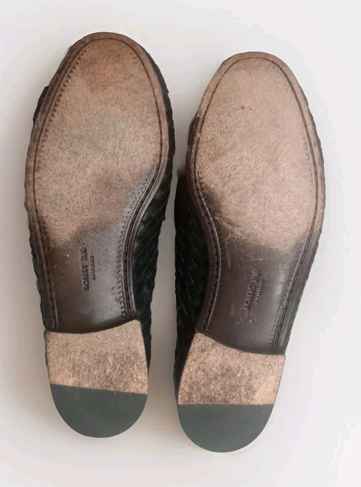 Robert Zur Leather Penny Loafer Shoes Size 11 Two-Tone Black/Brown Men's - Image 4 of 4