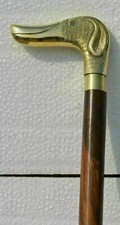 Solid Brass Designer Dog Head Handle With 37 Walking Stick Wooden Cane Gift