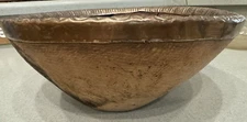 ANTIQUE WOODEN BOWL - 12" round and 5" deep with Brass Edging