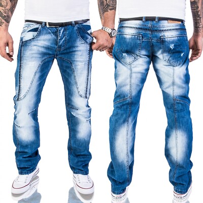Jeans Hose Herren Destroyed Jeans Vintage Hose Stone Wash Rock-Creek RC-2011