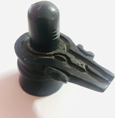 3 Inch Stone Shivling Handmade Hindu God Black Shiva Lingam Pooja / Free Ship