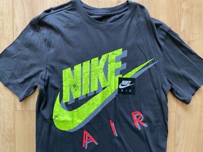 MEN NIKE AIR DARK GREY DISTRESSED LOGO COTTON T-SHIRT SHORT SLEEVE
