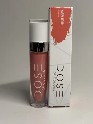 NIB DOSE OF COLORS LIP GLOSS HAPPY HOUR CORAL PEACH GLOSSY - Image 1 of 2