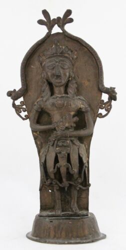 Antigua estatua funeraria de bronce del siglo XIX, Bali Java Indonesia o deidad hindú y Naga - Imagen 1 de 10