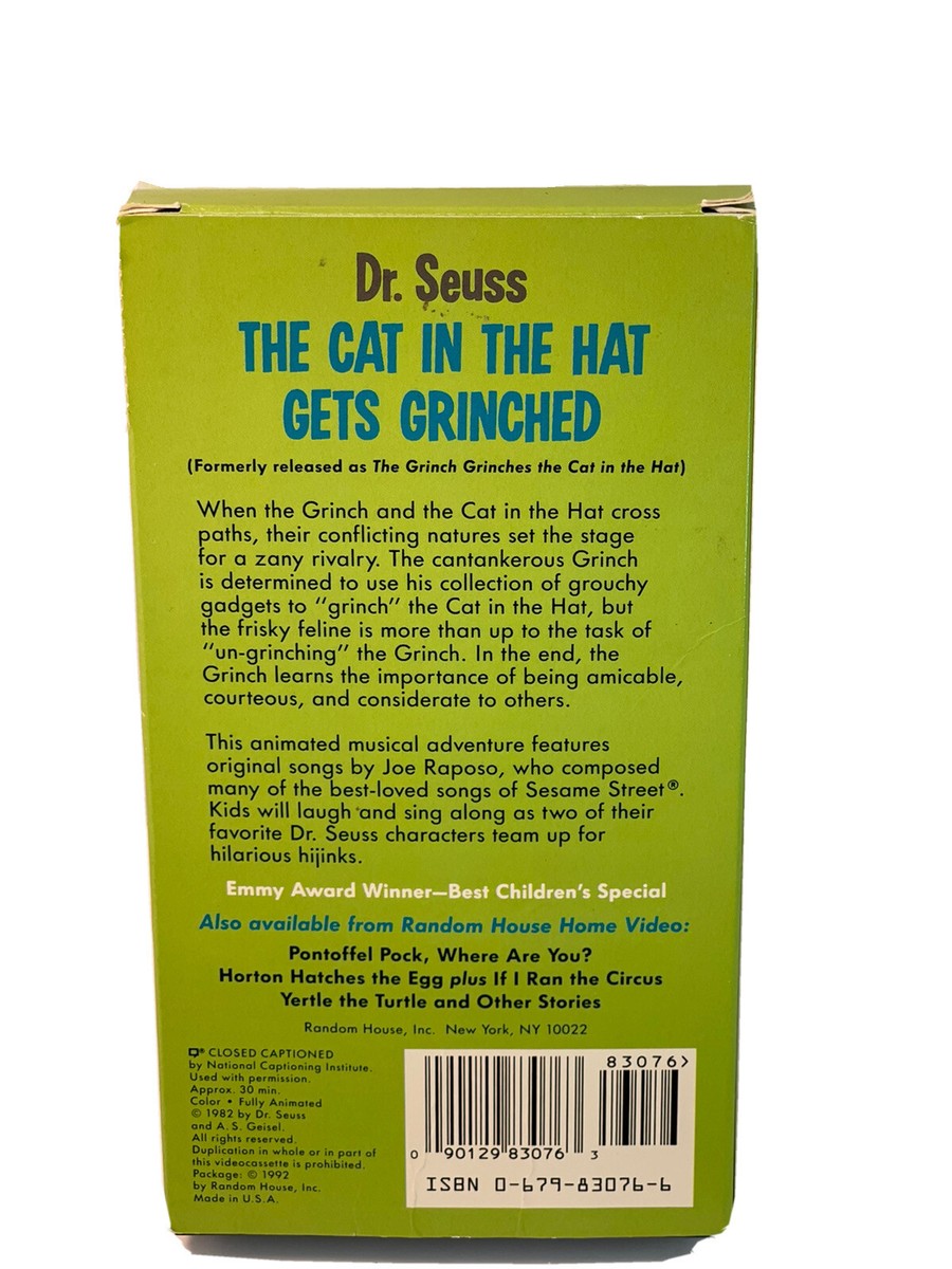 Dr. Seuss The Cat in The Hat Gets Grinched VHS 1992 Color