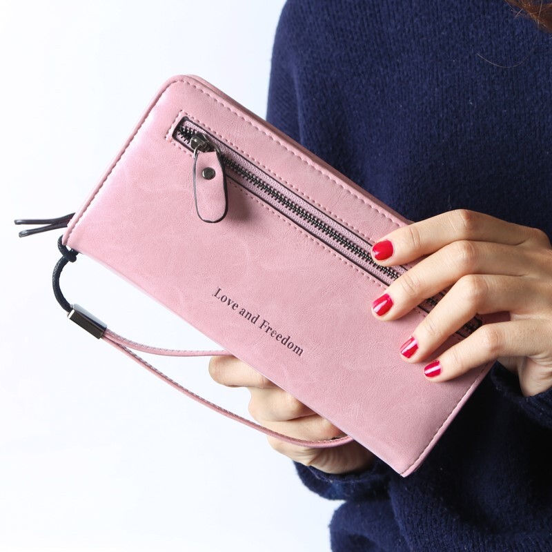 Leather Long Zipper Clutch Women Wallet Card Phone Holder Purse Handbag  Gift US