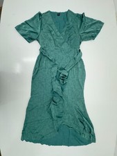 Shein Green Short Sleeve V Neck Belted Dress Womens Size XL