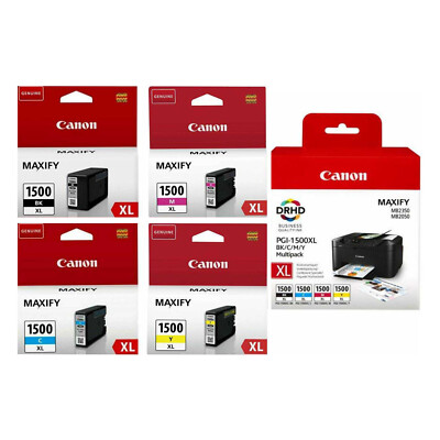 Lotto Cartucce Originali Canon PGI-1500 CMYK Per Maxify MB2750, MB2155, MB2050 – Made In Japan