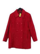 Jacques Vert Women's Coat Uk 20 Red Wool With Polyamide Pea Coat