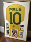 Pelé Hand Signed Brazil Soccer Jersey Steiner Authenticated Framed
