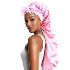 Women's Oversized Satin Sleep Bonnet Elastic Night Cap