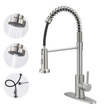 Kitchen Faucets with Pull Out Sprayer Commercial Spring Sink Faucet Stainless...
