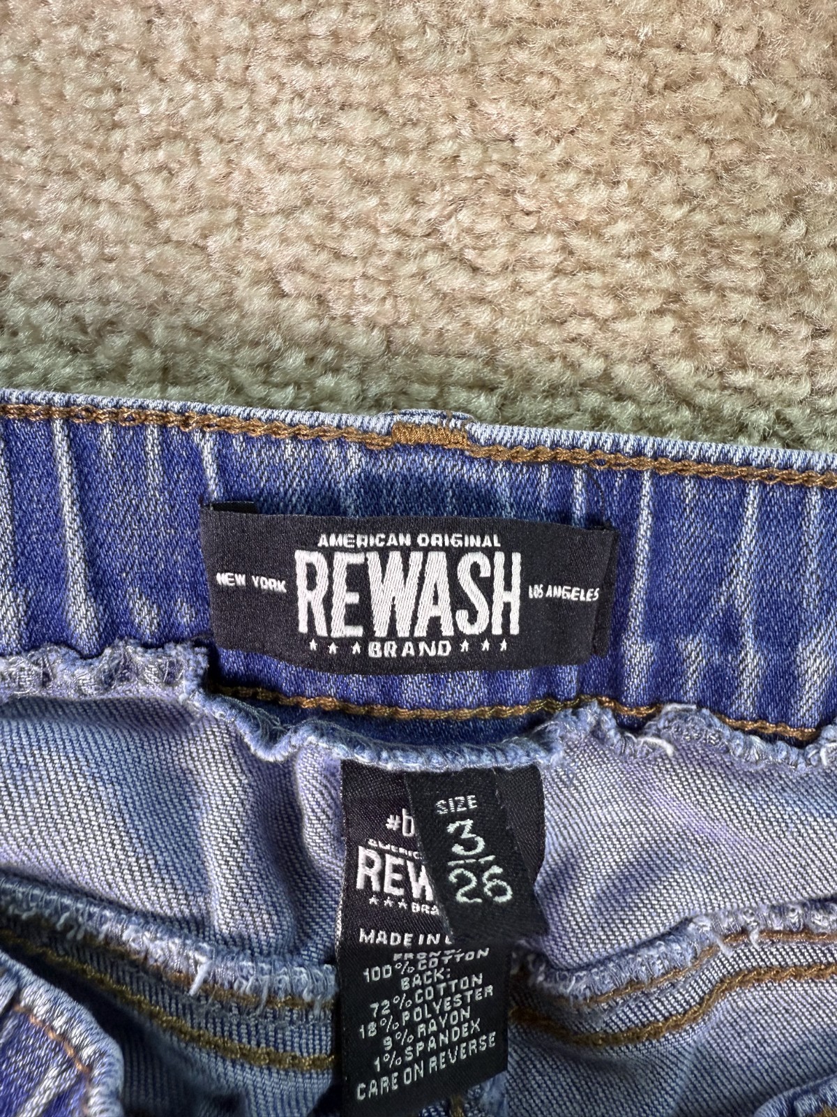Rewash Pull On Drawstring Waist Jogger Women's Size 3 26 Blue Denim Jeans C275