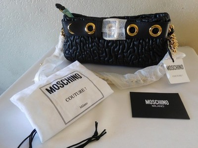 New MOSCHINO Milano Couture LUXURY Destroyed Chain Quilted Shoulder Bag  ~$1195.