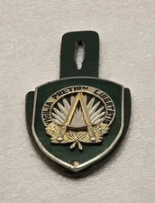 VINTAGE COLD WAR FRENCH MADE SHAPE CREST BADGE BY DRAGO, PARIS ON LEATHER 