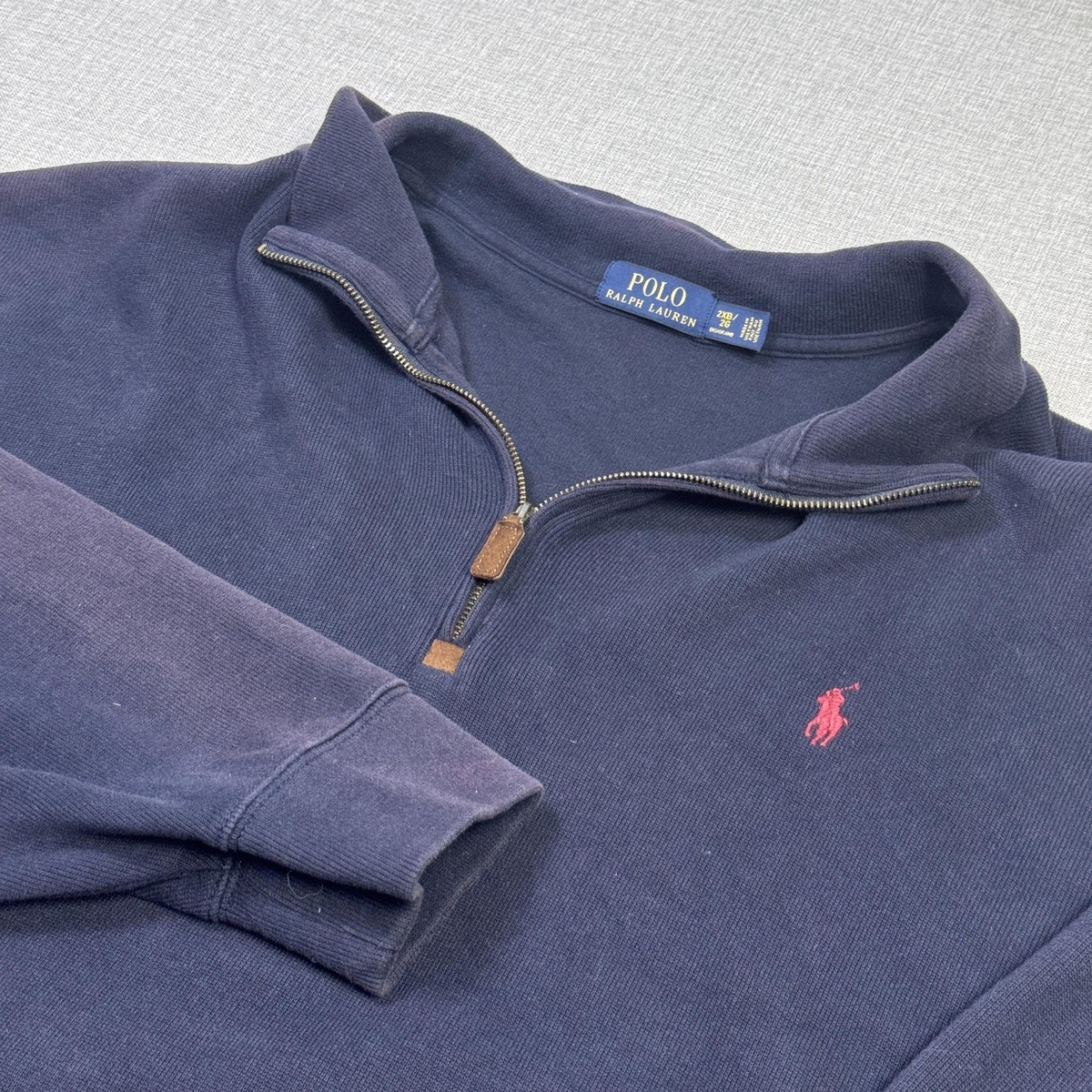 Polo Ralph Lauren 1/4 Zip Sweater Mens 2XB Big Blue Pullover Mock