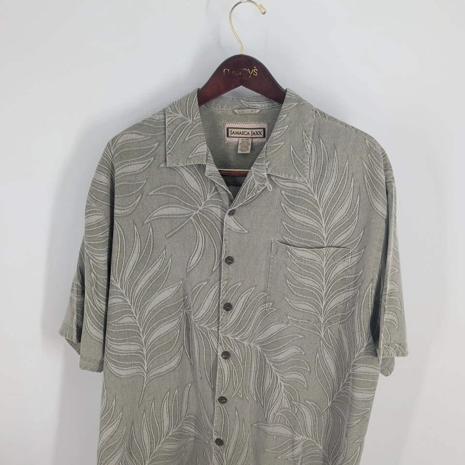 Camisa Jamaica Jaxx Manga Corta Hawaiana Aloha Tropical Abotonada Gris Talla XL Foto 2 de 4