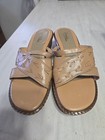 Artiva Leather Sandals Women’s 8.5M Missy Beige Slides Block Heel Brazil  — photo 6
