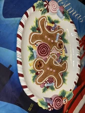 Fritz and Floyd rare vintage gingerbread man platter 19 inches long 13 inches w