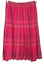 Vintage Pink Pendleton Plaid Skirt with Pleats, Wool, 12