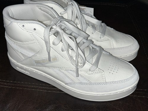 Reebok Club C Form HI Hombres Beige Cuero Con Cordones Tenis Zapatos Nuevos - Imagen 6 de 9