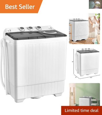 #ad High Efficiency Twin Tub Portable Washing Machine 26lbs Capacity in Grey amp; ... $259.19
