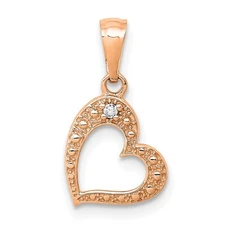 14k Rose Gold .01ct. Diamond Heart Pendant Perfect Gift for Her