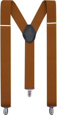 Suspenders for Men Heavy Duty Tuxedo Dress Pants 1.4 inch Solid Brown