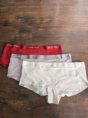 NWOT CALVIN KLEIN QP2351O LOGO STRETCH BOYSHORT 3PC SET MEDUIMsz RED/SAND/BEIGE