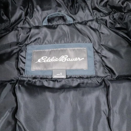 Eddie Bauer Nordic Down Parka Mens Small Blue WeatherEdge Faux Fur Hooded EB550 image 2