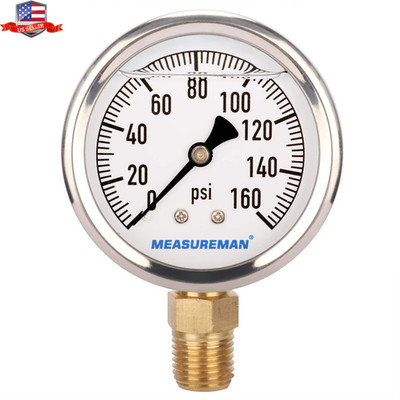MEASUREMAN RV Water Pressure Regulator Replacement Gauge, 0-160 psi（RV） 