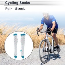 Cycling Socks Sweat-Absorbent Size L High-cut Cycling Socks Light Blue White