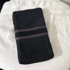 Hermès Black Zip-Around Striped Women's Wallet with Card Slots and Zipper Accent