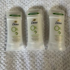 Lot of 3, Dove 0 Aluminum Cucumber and Green Tea Scent Deodorant 2.6 oz