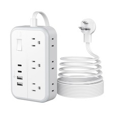 Surge Protector Power Strip 10 ft Flat Plug Extension Cord with 6 Outlets 4 U...