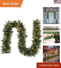 Durable 9 FT Pre-Lit Garland - Perfect for Indoor  Outdoor Holiday Celebrations