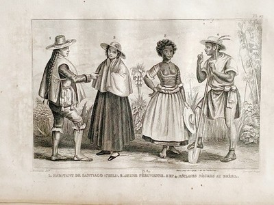 Lithograph America '' Inhabitant Of Santiago In Chile - Peruvian - Exclaves ''