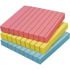 Lined Sticky Notes 3x3 Inch 3 Pack 300 Sheets Pastel Self Stick Memo Pads with