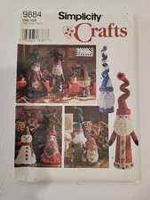   Simplicity Sewing Pattern 9884 Vintage Mr. Mrs. Santa Elf Snowman Decorations