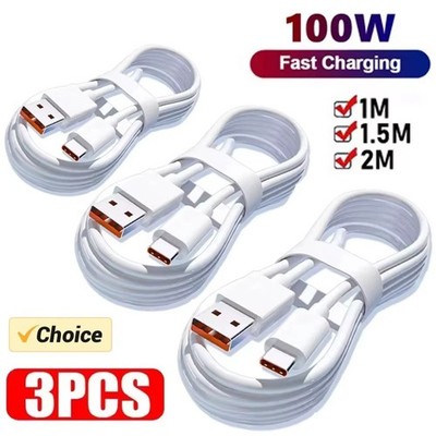 3PCS 100W 6A USB Type-C Fast Charging Cable   Super Fast Charger Cord,quikcharg
