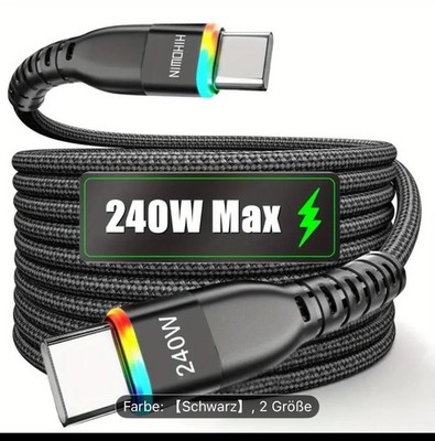 Schnellladekabel USB-C 240W 2 Meter   Ideal für iPhone 17, MacBook Pro und mehr!