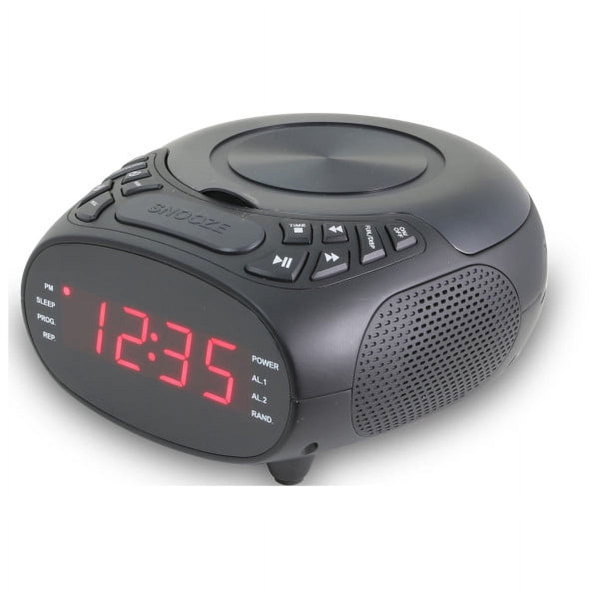 GPX CD AM/FM Dual Alarm Clock Radio with 1.2 Inch Display and Snooze Function