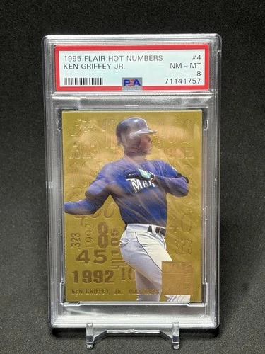 1995 FLAIR HOT NUMBERS KEN GRIFFEY JR PSA 8  4/10 Insert Holo SP #4