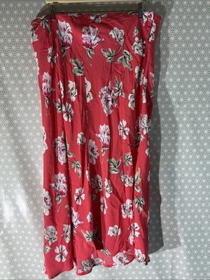 BNWT Joules Plus Size Uk 18 Coral Pink Floral Mid Length Casual A Line Skirt