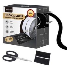 20Ft x 2 Inch Hook and Loop Tape Strips with Adhesive, Heavy Duty Sticky Back Ny
