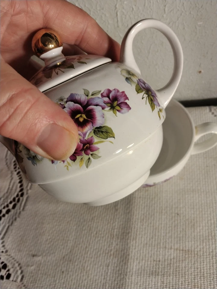 Tetera pequeña apilada de porcelana Arthur Wood & Son Staffordshire Inglaterra # 6426 Foto 3 de 4