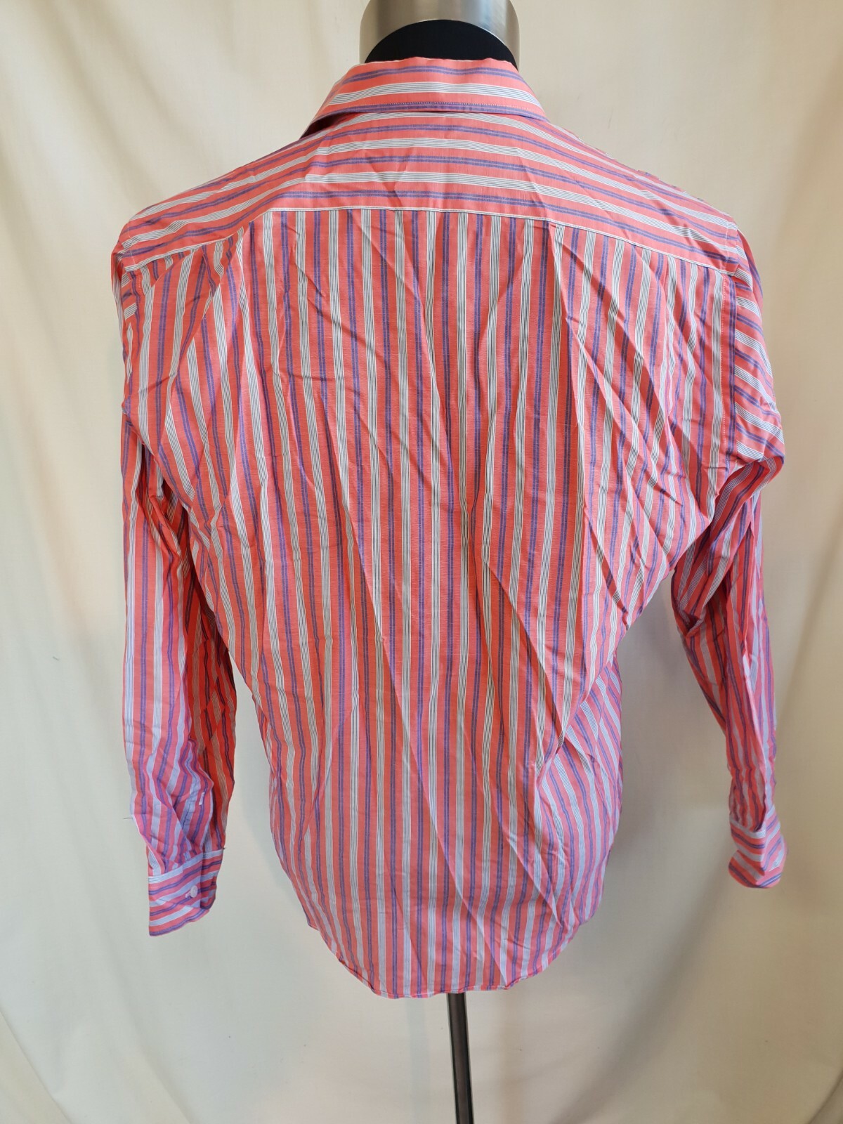 Camicia uomo rosa a righe manica lunga Yves Saint Laurent colletto UK M 8326