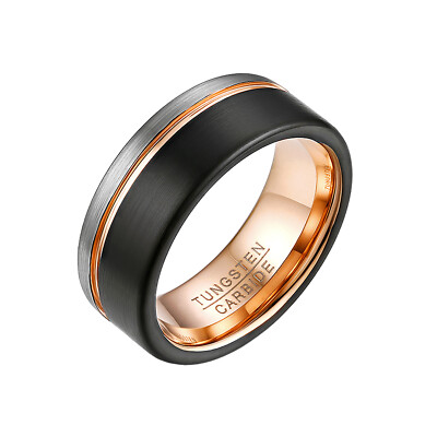 Two Tone Tungsten Carbide Ring Anniversary Wedding Band Comfort Fit Gift For Men