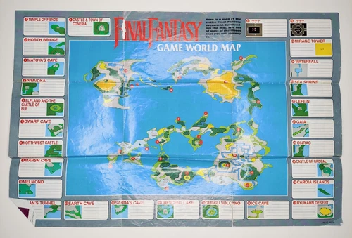 Final Fantasy 1990 Nintendo NES World Map / Enemy Chart NES-FF-USA(B)