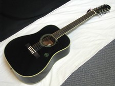 Aria Aw-35t-bk 12-string Acoustic Guitar Black - Solid Top